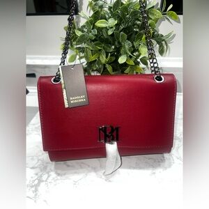 Badgley Mischka Red Chain Strap Shoulder Bag